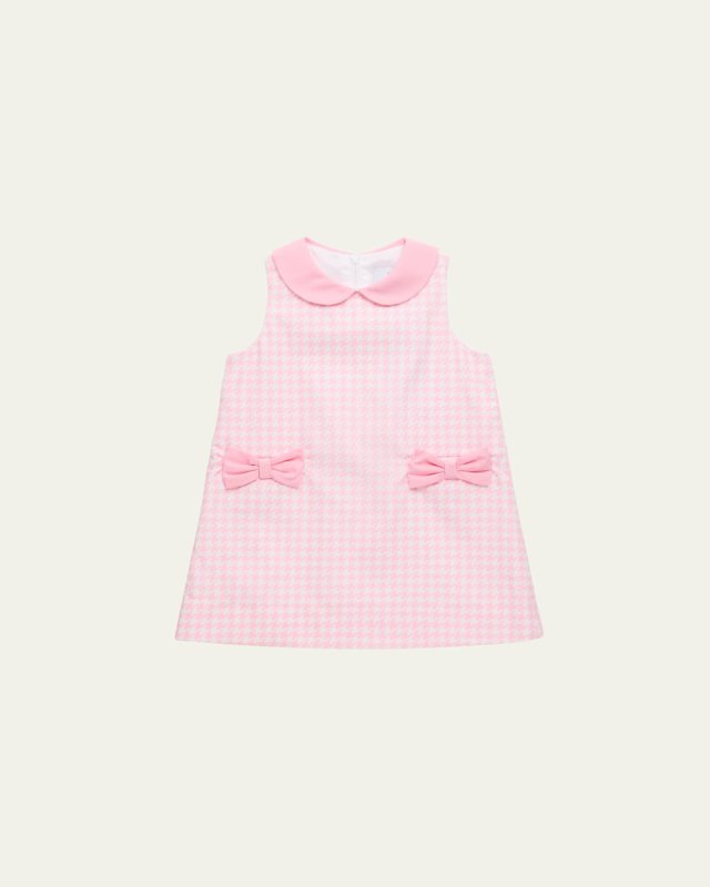 Girl's Houndstooth Dress with Bow Pockets, Size 2-6